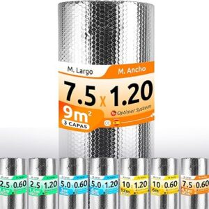 Aislante térmico multiusos: rollo de 7,5 × 1,20 m