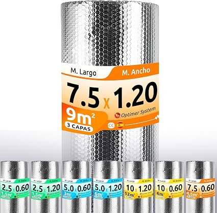 Aislante térmico multiusos: rollo de 7,5 × 1,20 m